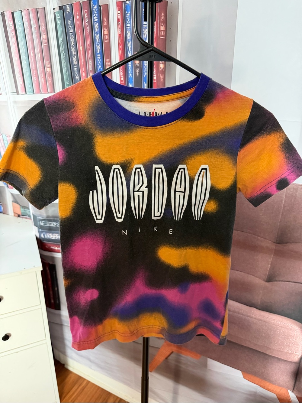 Jordan Kids Tie-Dye Logo Tee — Black, Orange, Pink & Purple